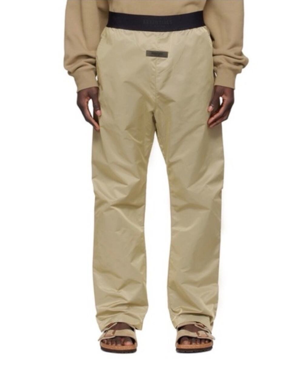 Fear Of God Essentials Bonded Nylon Y2K Pants tan black Mens sz Large A005888